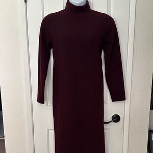 Express Deep Burgundy Long Sleeve Midi Dress